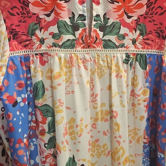 Umgee Mixed Print Crochet Ruffle Long Sleeve Dress Size Small - Picture 8 of 12